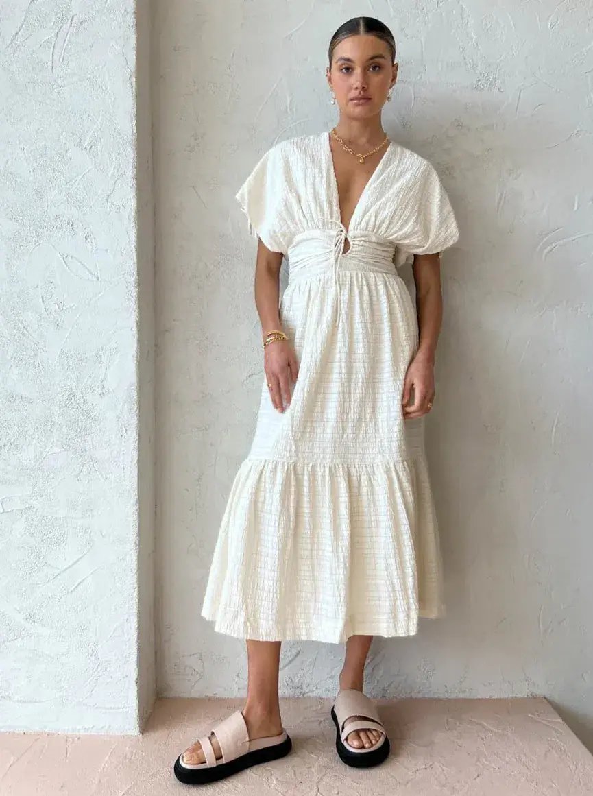 Sovere Lucid Midi Dress in Porcelain Size 10 / M photo 5