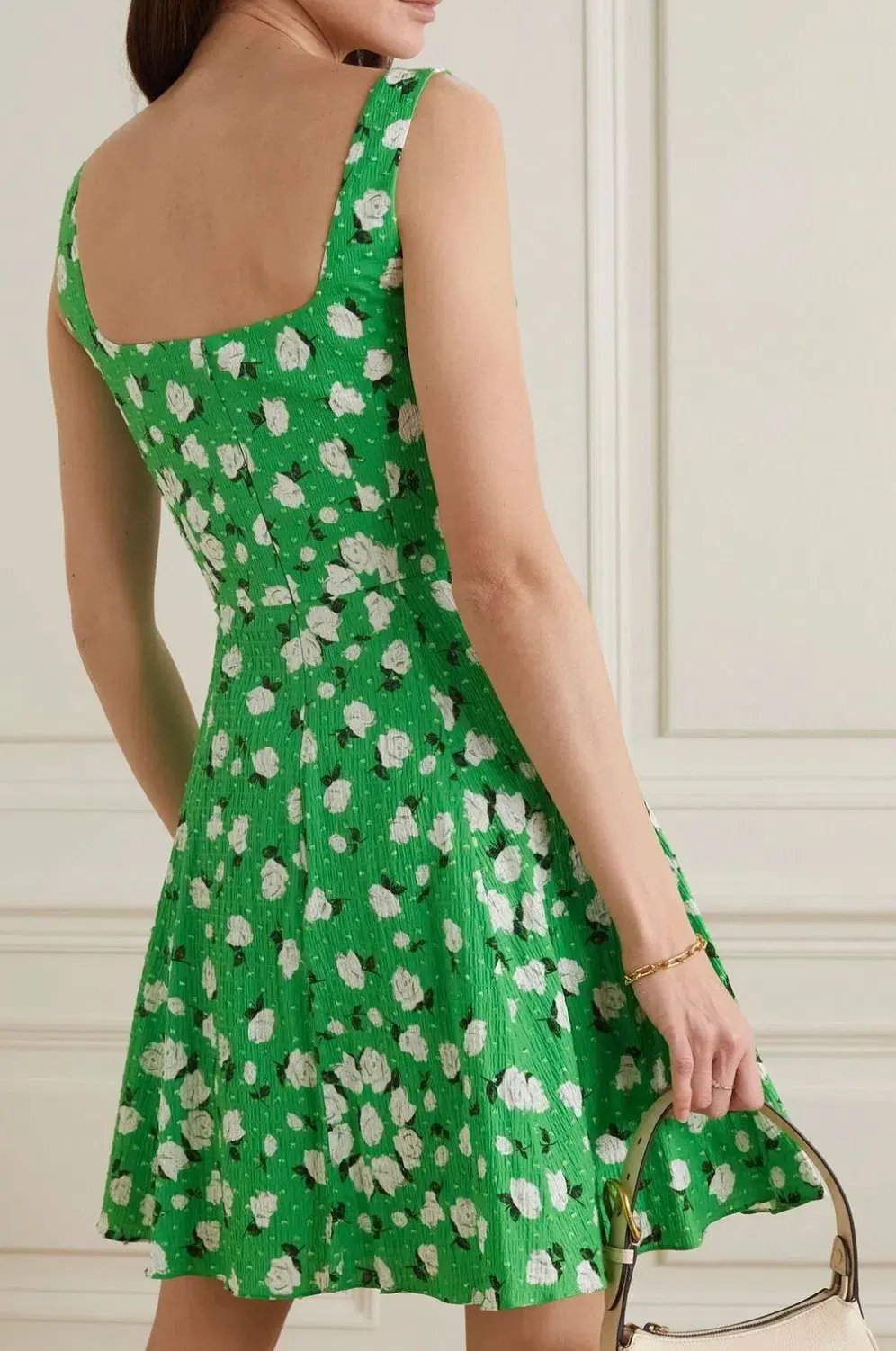 Emilia Wickstead Panna Floral Print Dress Green & White Stretch Cotton Size AU 4 photo 2