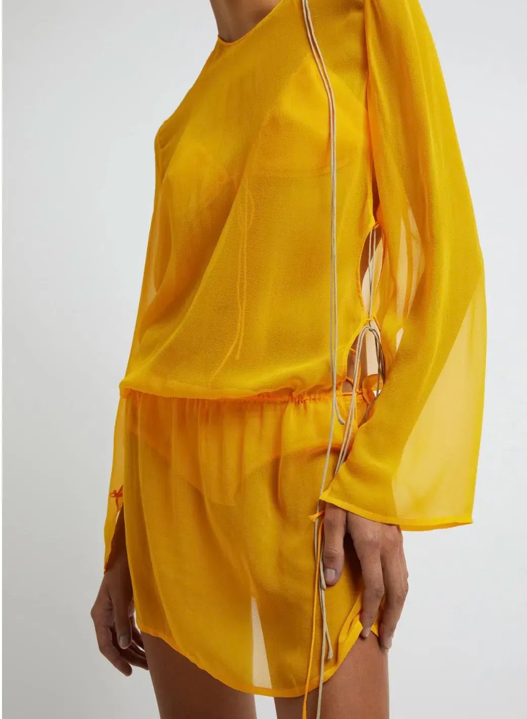 Christopher Esber Silk Springs Side Tie Dress Mango Yellow Size 8 photo 5