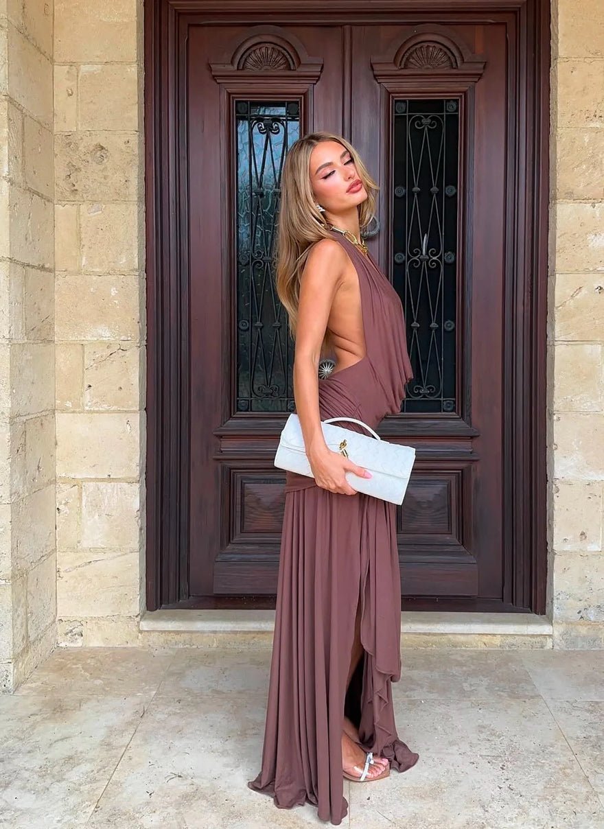 Cherie Attire Evelyn Halter maxi Dress - Brown photo 4