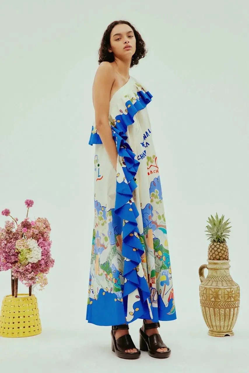 Alemais Nadia One Shoulder Ruffle Dress Print Size 10 photo 4