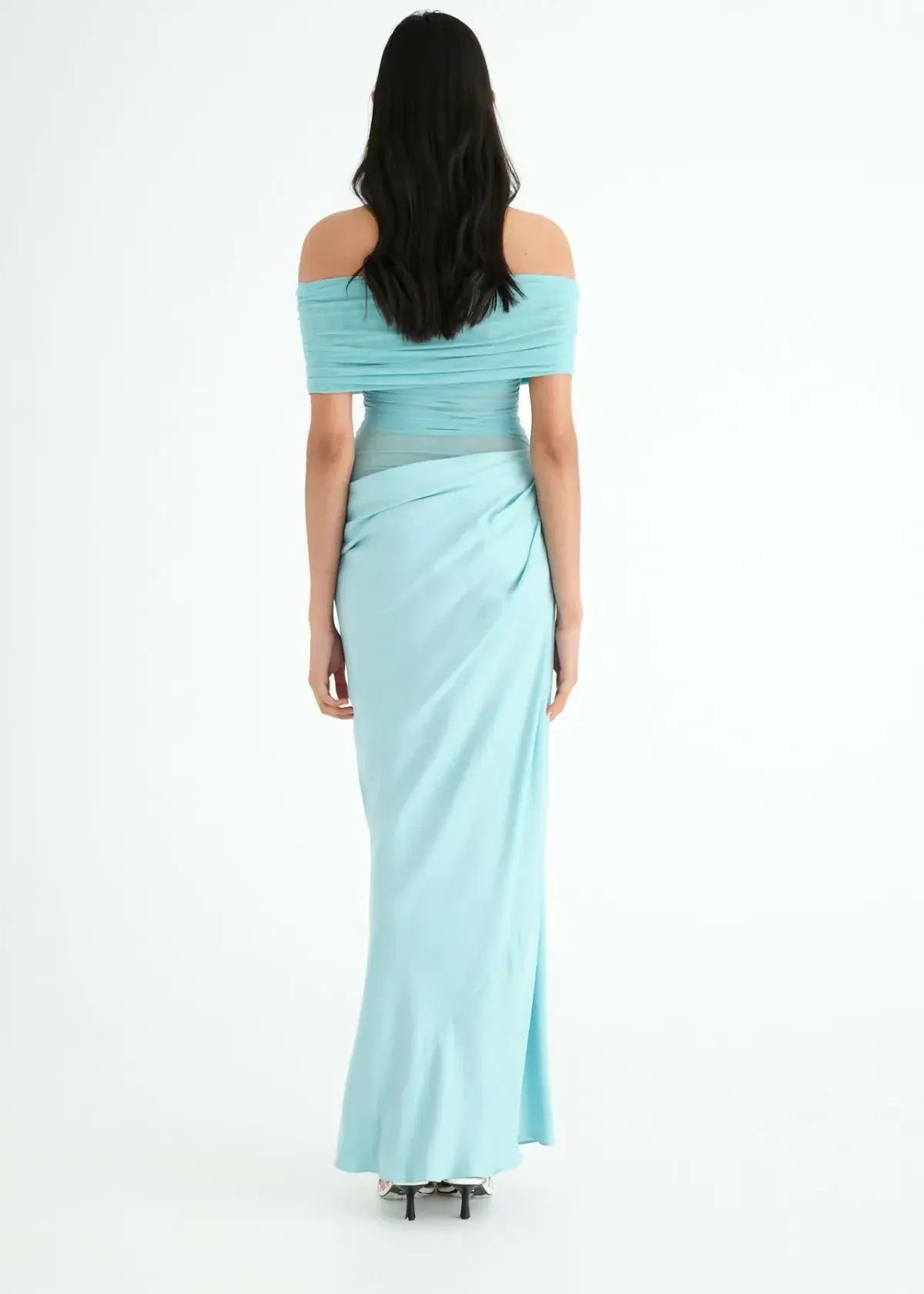 BENNI Nico Off Shoulder Maxi Dress Aquamarine Size 6 photo 3