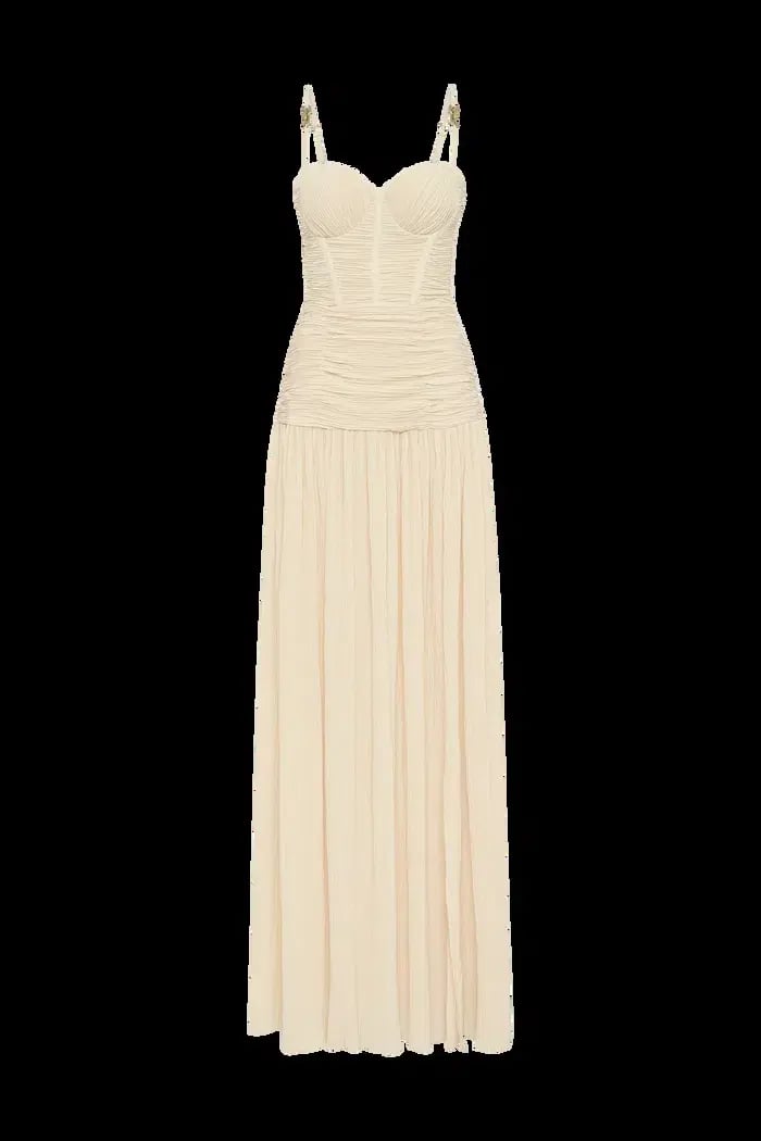 Manning Cartell Double Time Pleat Maxi Dress Nougat Size AU 6 photo 4
