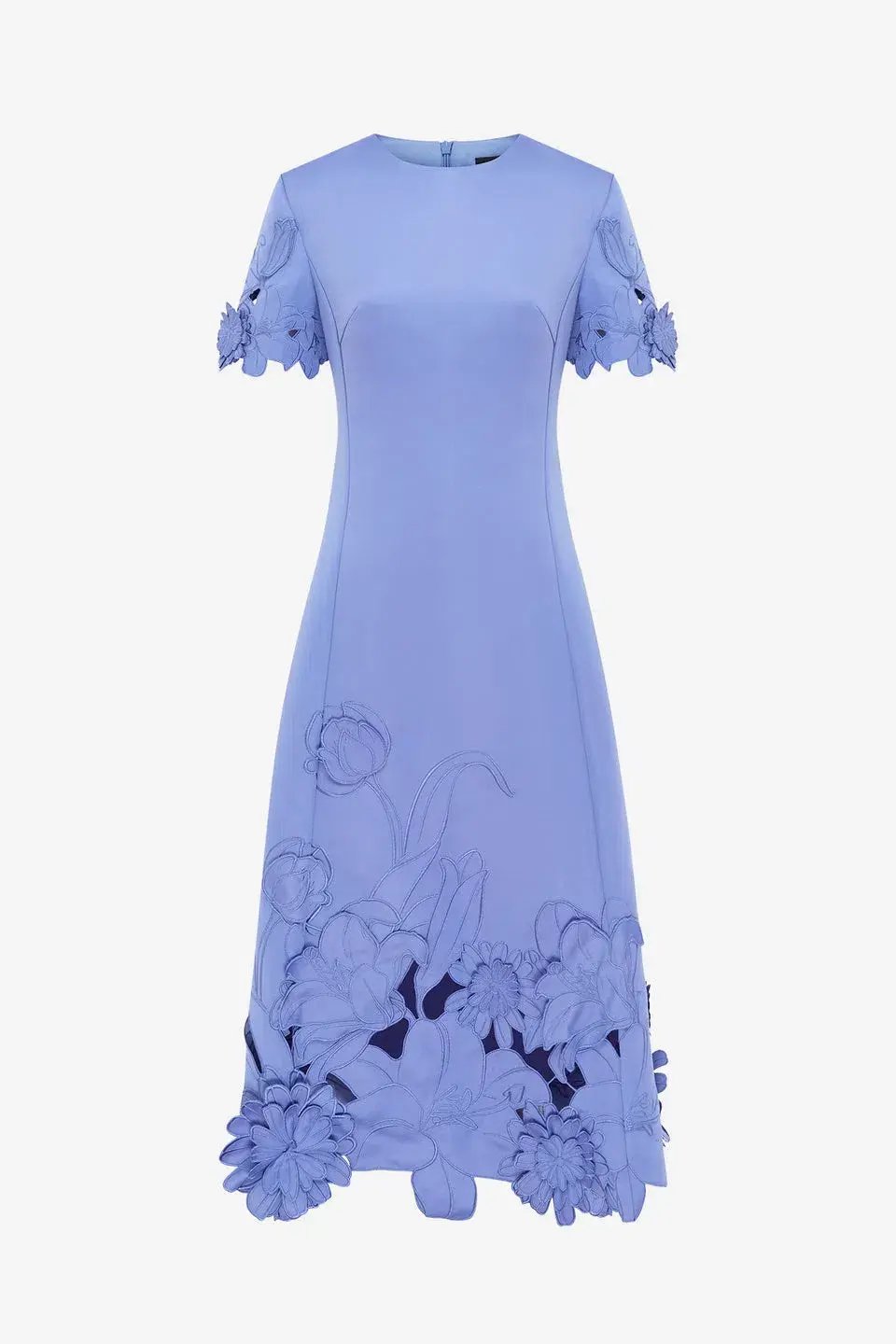 Leo Lin Caroline Applique Short Sleeve Midi Dress Moonlight  Size 8 photo 5