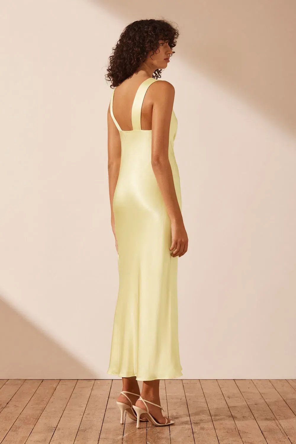 Shona Joy La Lune Plunged Midi Dress in Lemon Size 10 photo 2