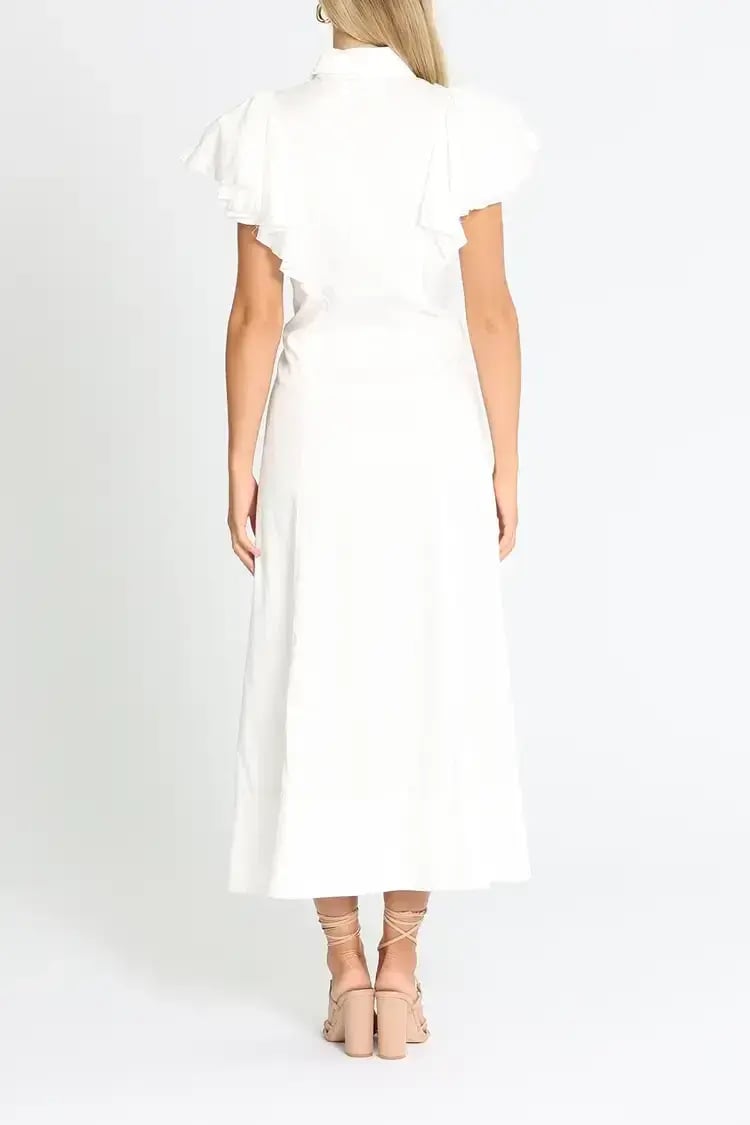 Aje Kindred Frill Sleeve Midi Dress Ivory Size 10 photo 3