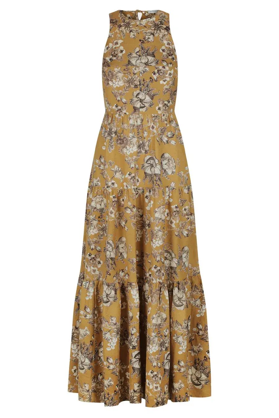 Shona Joy Cecilia Linen Tie Back Midi Dress Floral Size 8 photo 3