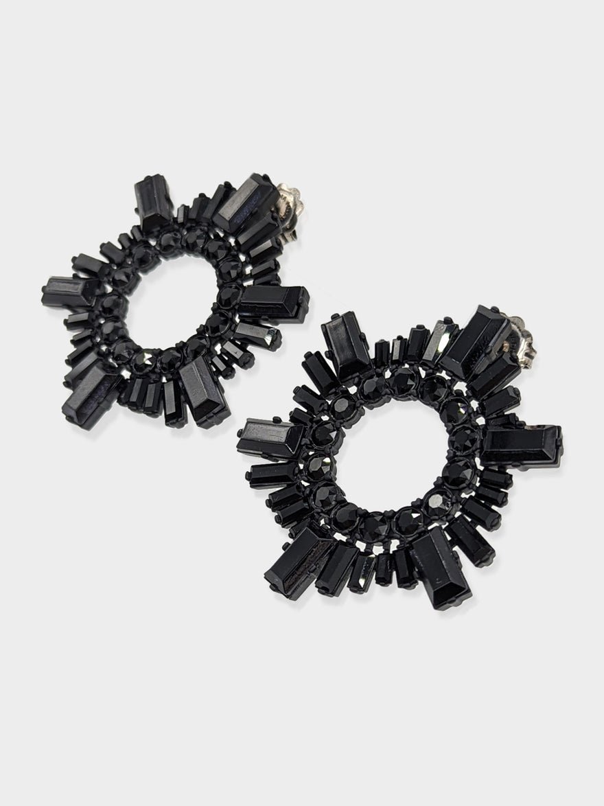 Amina Muaddi Begum Crystal Embellished Earrings Black photo 4