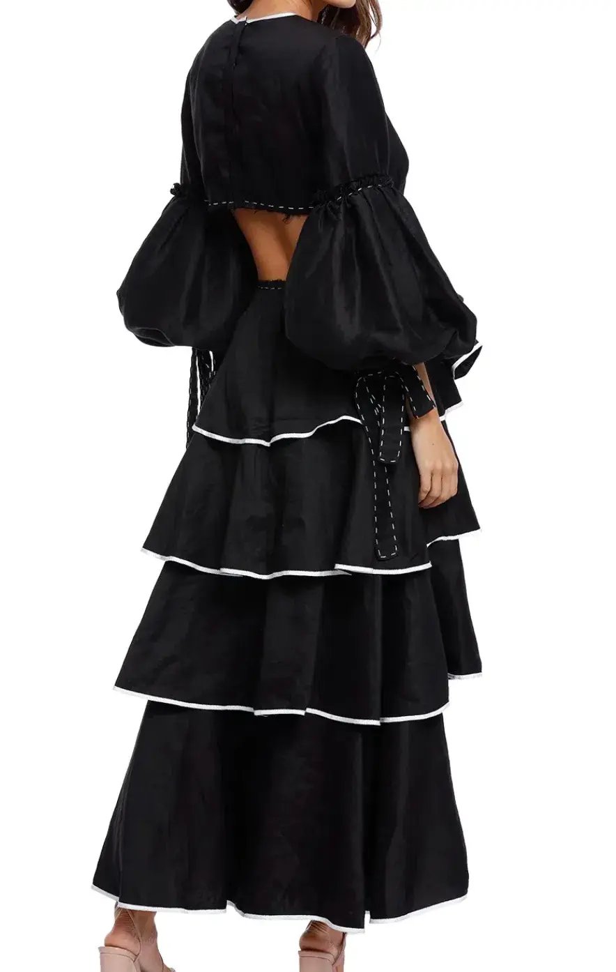 Aje Gracious Cut Out Dress Black Size 6 photo 5