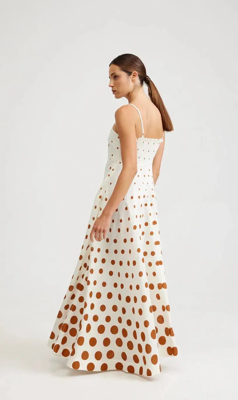 Aston Studio Rue Maxi Dress in Milk/Cigar Dot Size 10 photo 3