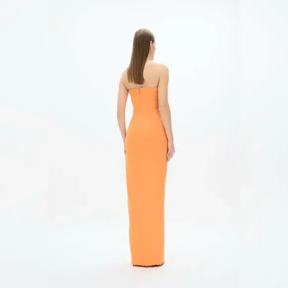 Rachel Gilbert Mira Strapless Gown Orange Amber Size 8 photo 3