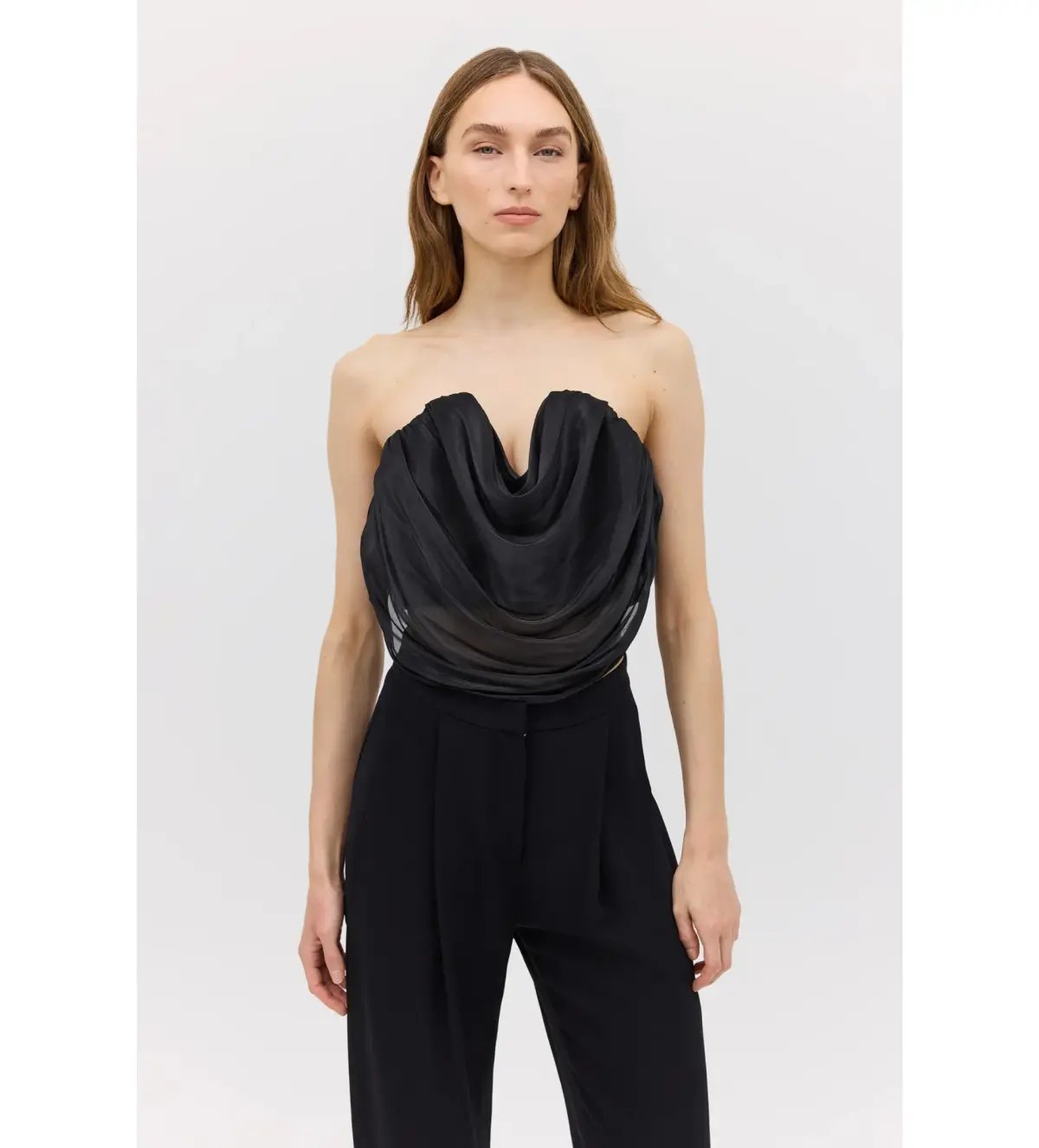 Bianca Spender Liquid Organza Tidal Bustier Top Black Size 10 photo 2
