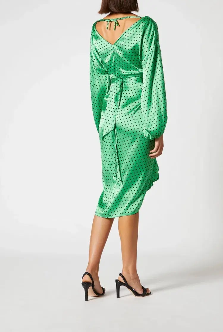Scanlan Theodore Silk Spot Wrap Dress Green Size 10 photo 2