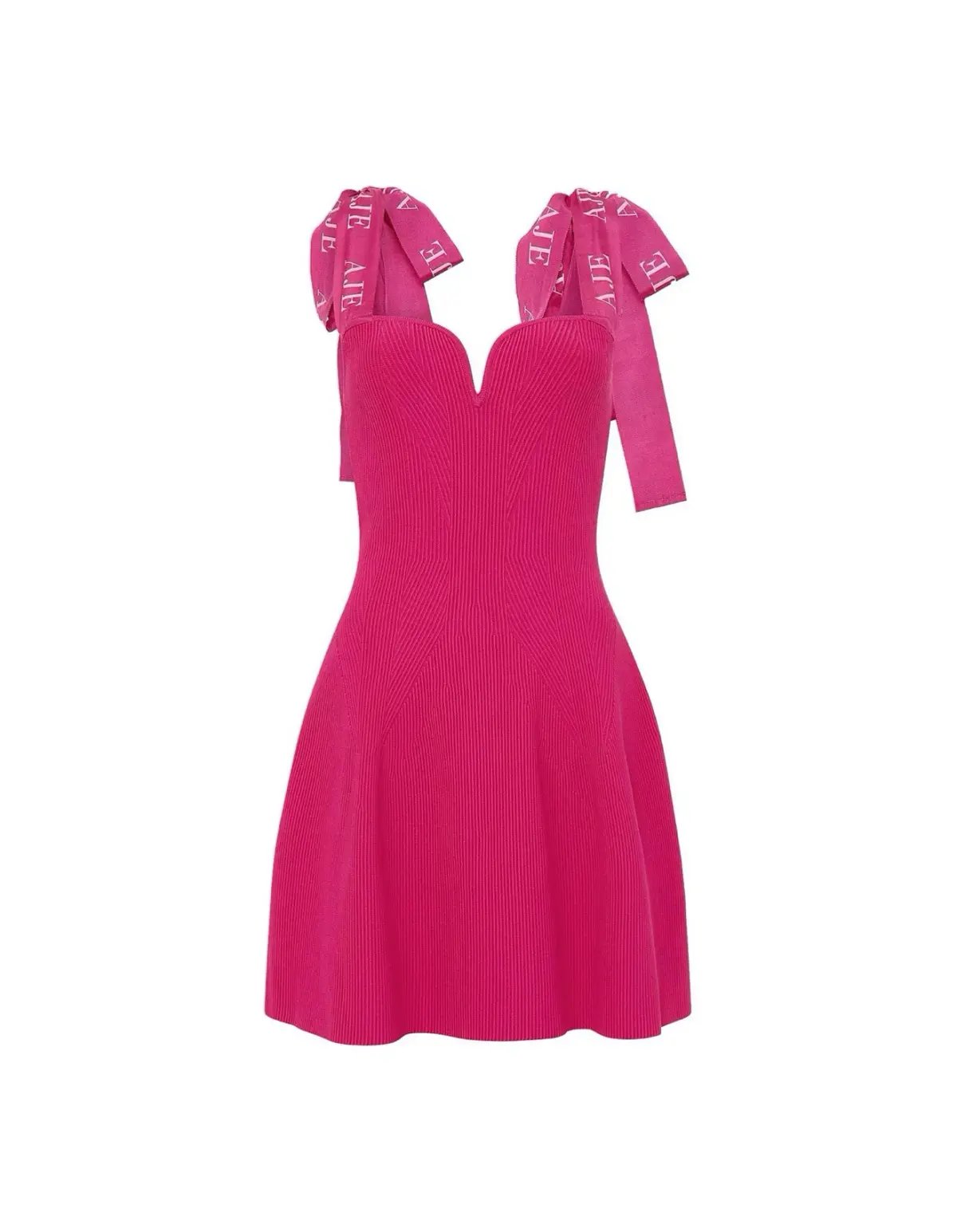 Aje Amber Knit Tie Shoulder Mini Dress Fuchsia Pink Size S AU 8 photo 6