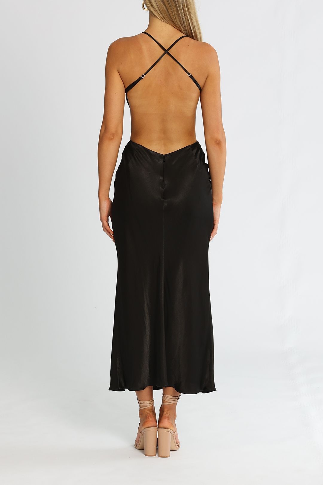 Thalia Bias Cut Out Midi Dress - Black photo 3