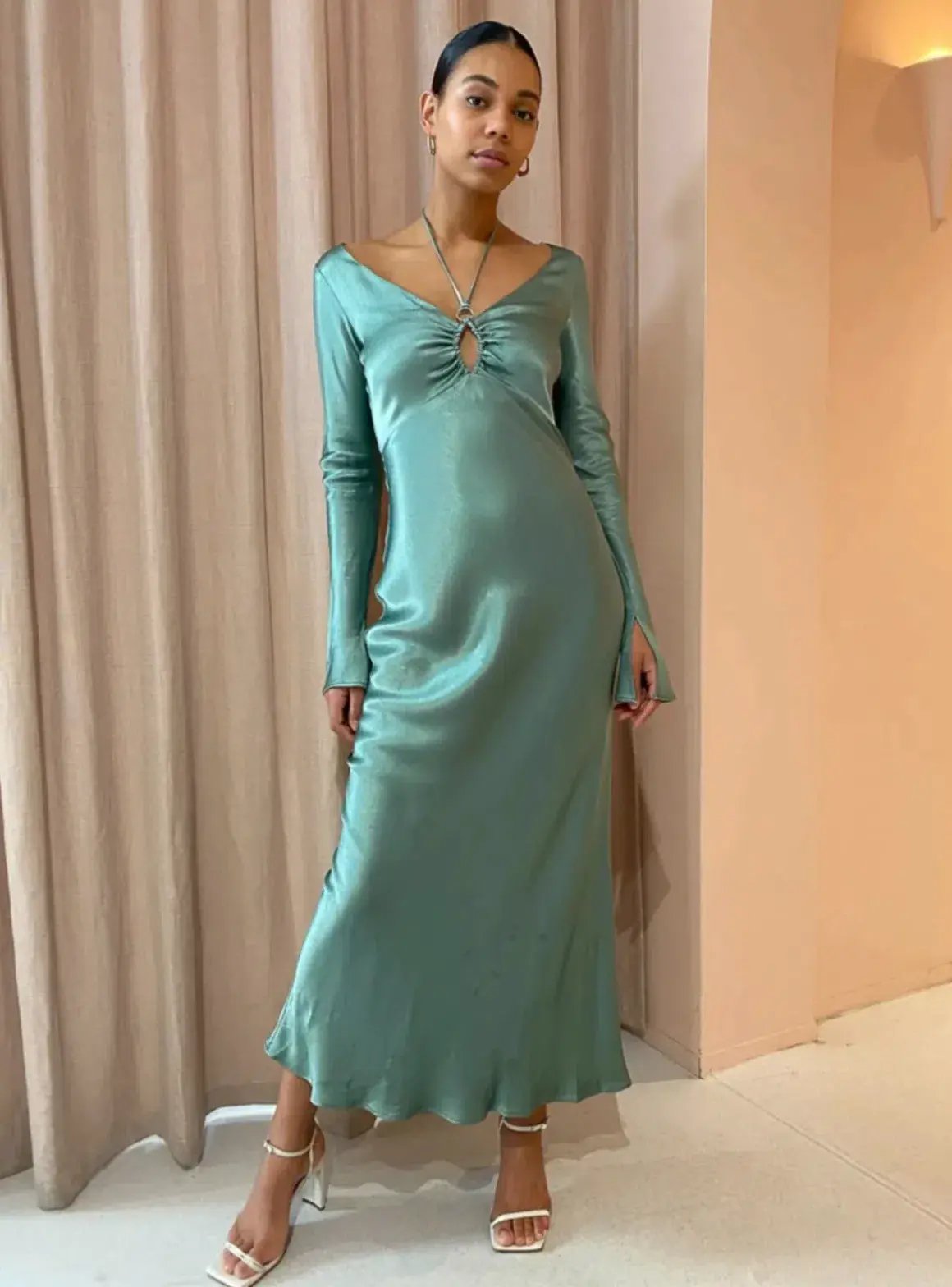 Bec & Bridge Malyka Long Sleeve Maxi Dress | Moss Green | Size 10 photo 4