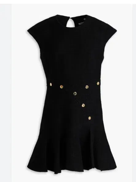 Sandro Fluted Button-embellished Tweed Mini Dress in Black Size 8 photo 2