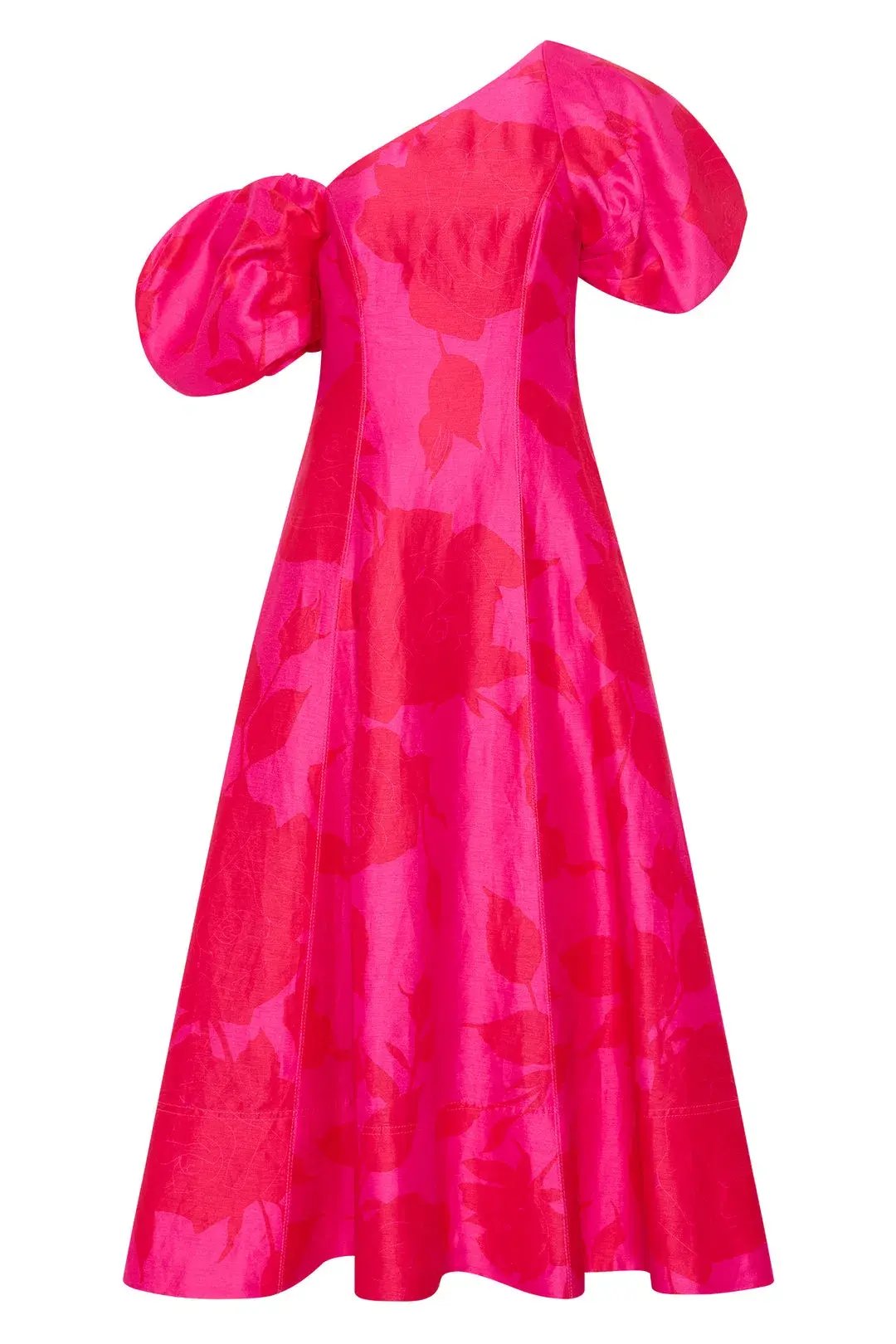 Aje Arista Tulip Sleeve Midi Dress in Florescent Rose Size AU 10 photo 5