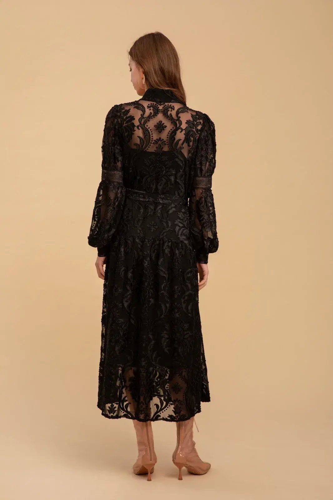 GDS Lila Lace Midi Dress Black Size 10 photo 2
