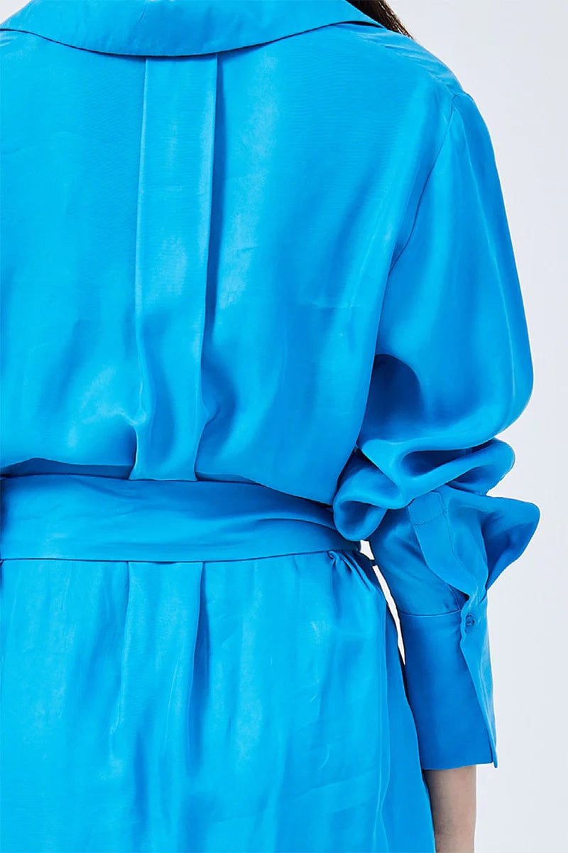 SUBOO HANNAH OVERSIZED MINI SHIRT DRESS - LAPIS BLUE photo 4