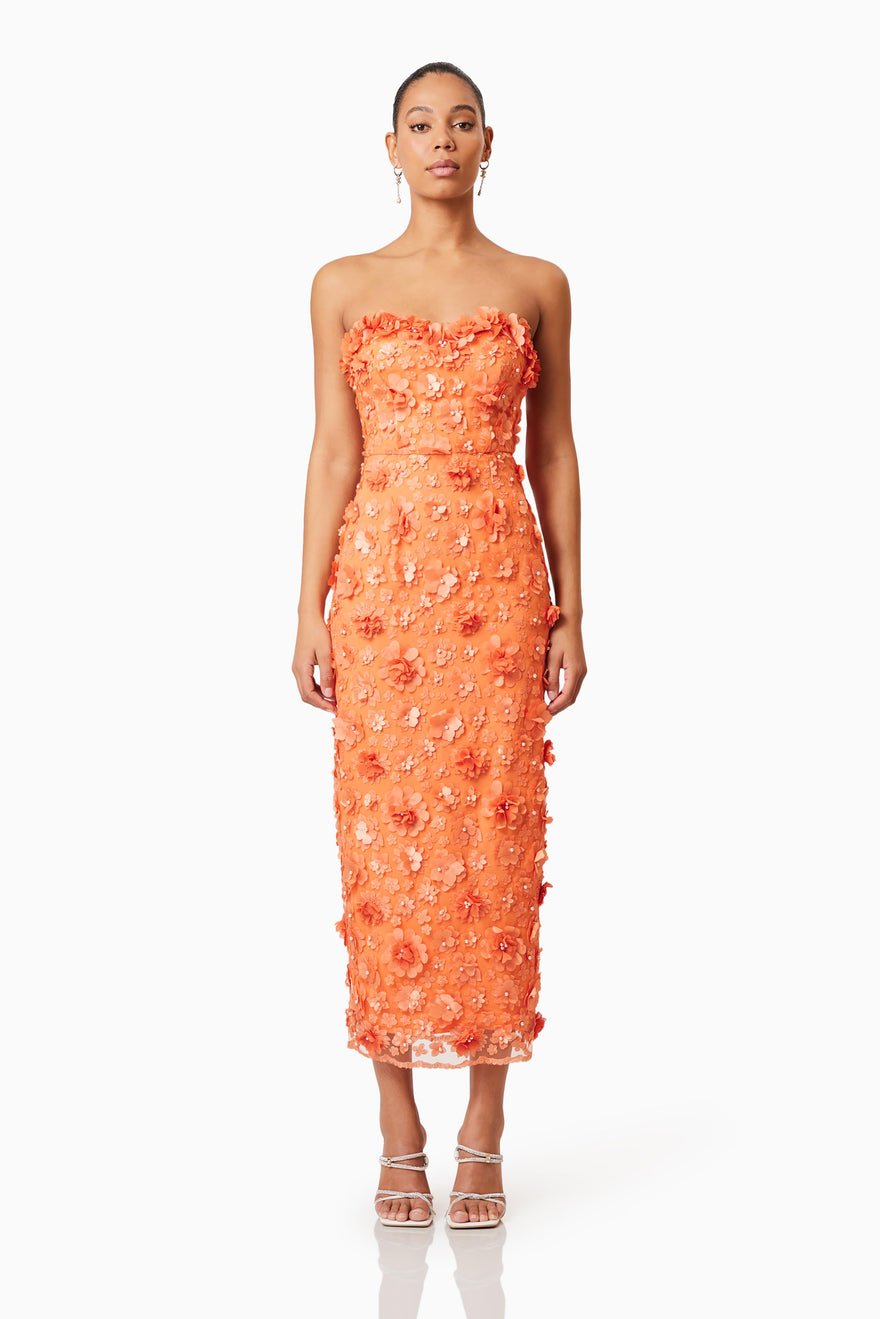 Elliatt Bluebell Midi Dress - Orange photo 3