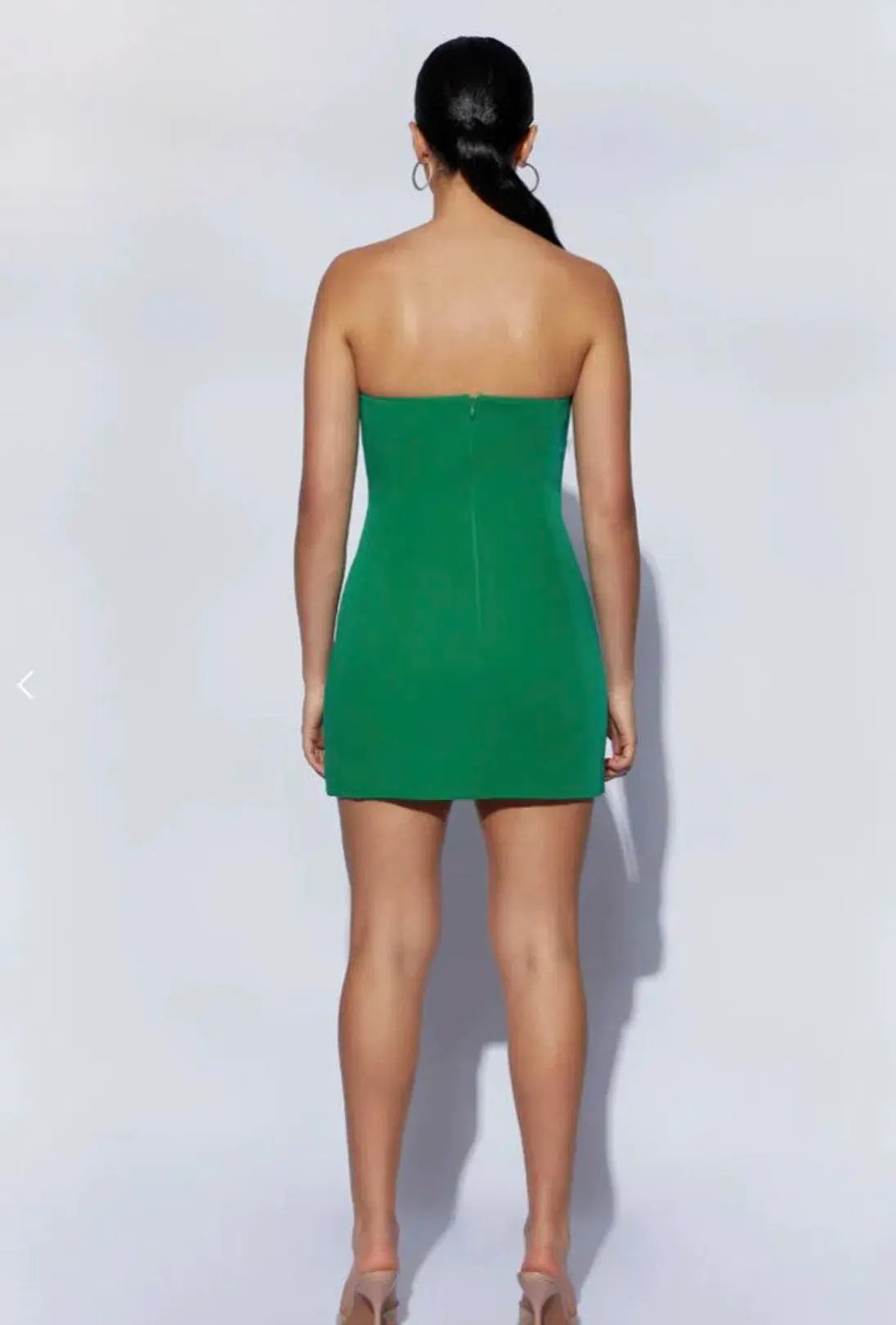 MESHKI Maci Crepe Mini Dress Bottle Green in Size S / AU 8 photo 4