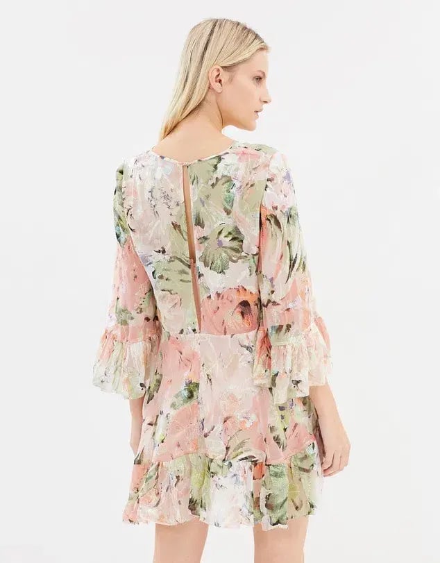 Seed Heritage Shirred Waist Mini Dress Floral Size 4 photo 10