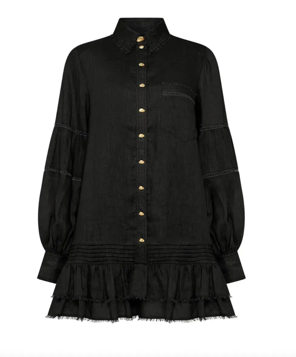 AJE Lotus Shirt Dress Black Size 10 photo 3