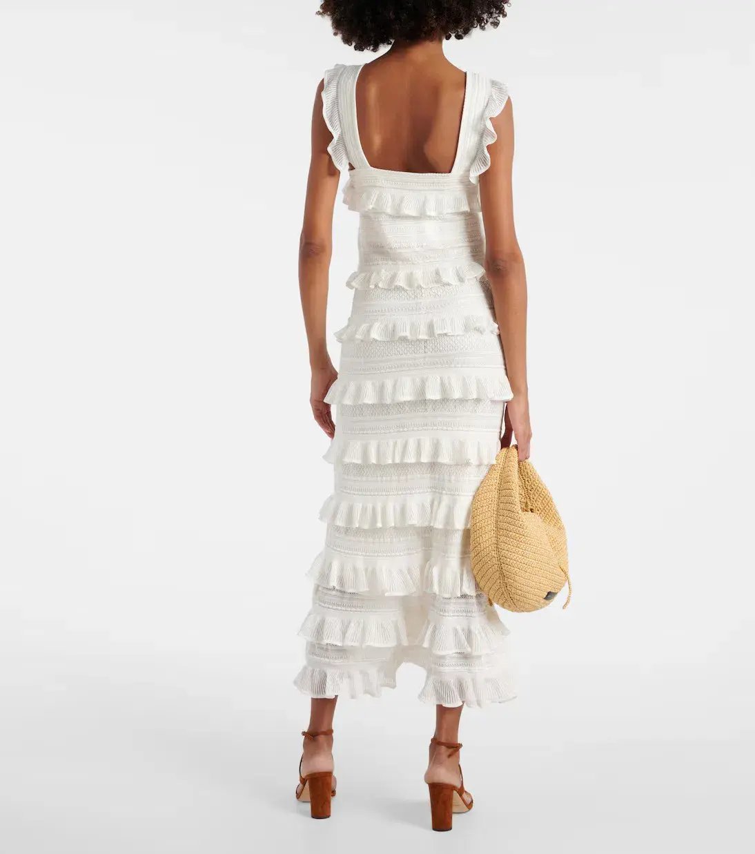 White Zimmermann Natura Ruffle Dress in Parchment Size 0 / AU 8 photo 2