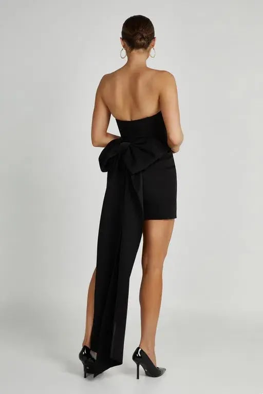 MESHKI Meredith Strapless Bow Mini Dress black size 6 photo 3