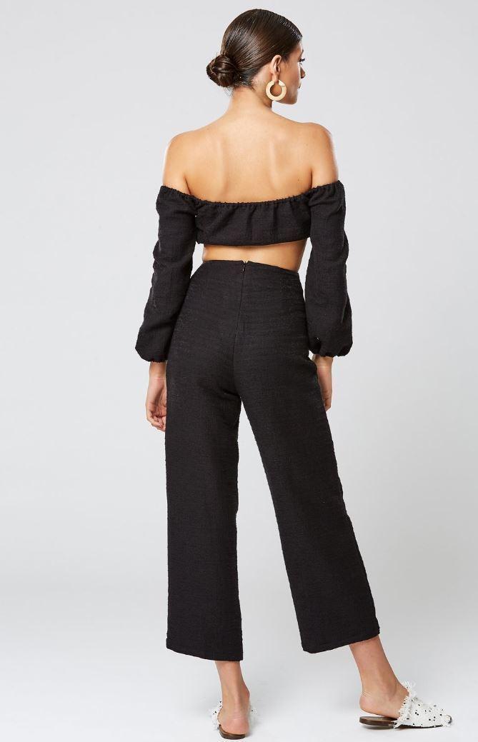FORTUNE OFF THE SHOULDER TOP BLACK AND FORTUNE PANT BLACK photo 2