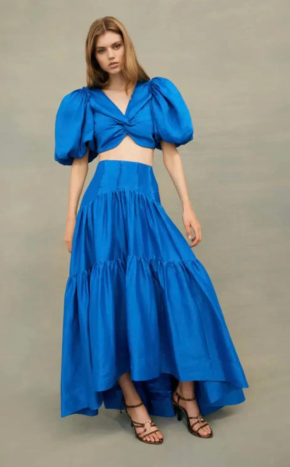 Aje Reverb Puff Sleeve Cropped Top and Midi Skirt Set Size 14 photo 4
