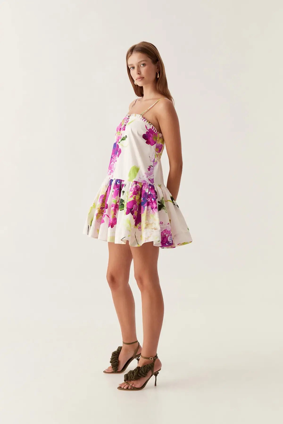 AJE Willow Sweetheart Mini Dress Wild Hyrdangea Size 6 photo 3