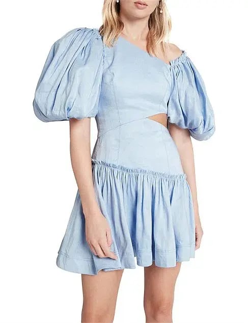 Aje Chateau Cut Out Mini Dress in Sky Blue Size 8 photo 2