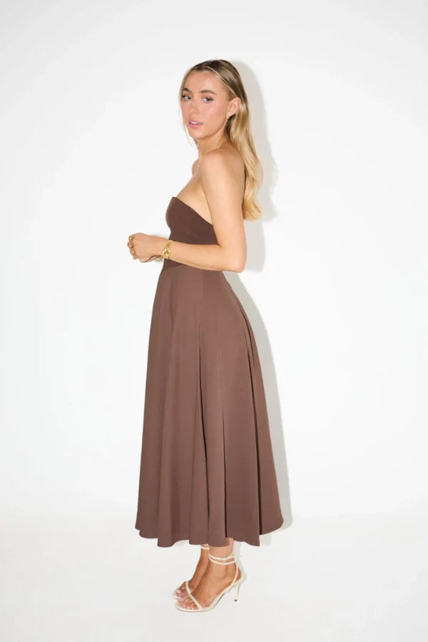 ODD MUSE THE ULTIMATE MUSE STRAPLESS MIDI DRESS - BROWN photo 5