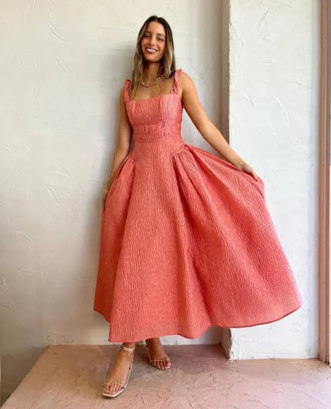Rachel Gilbert Sophy Strap Midi Dress Pink Size 4 / AU 14 photo 3