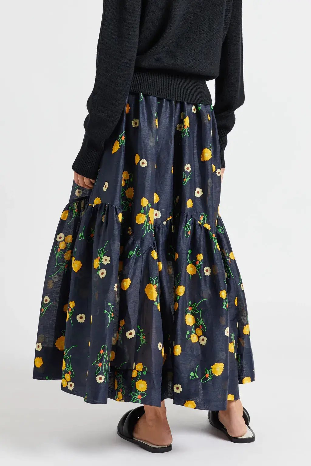 Lee Mathews Ketty Maxi Skirt in Navy Floral Size 1/Au 8 photo 5