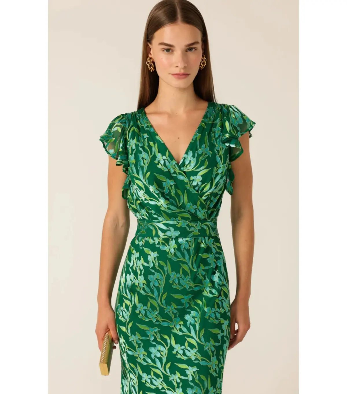 Sacha Drake Fleur De Lys Midi Dress Green Botanical Size AU 12 photo 4