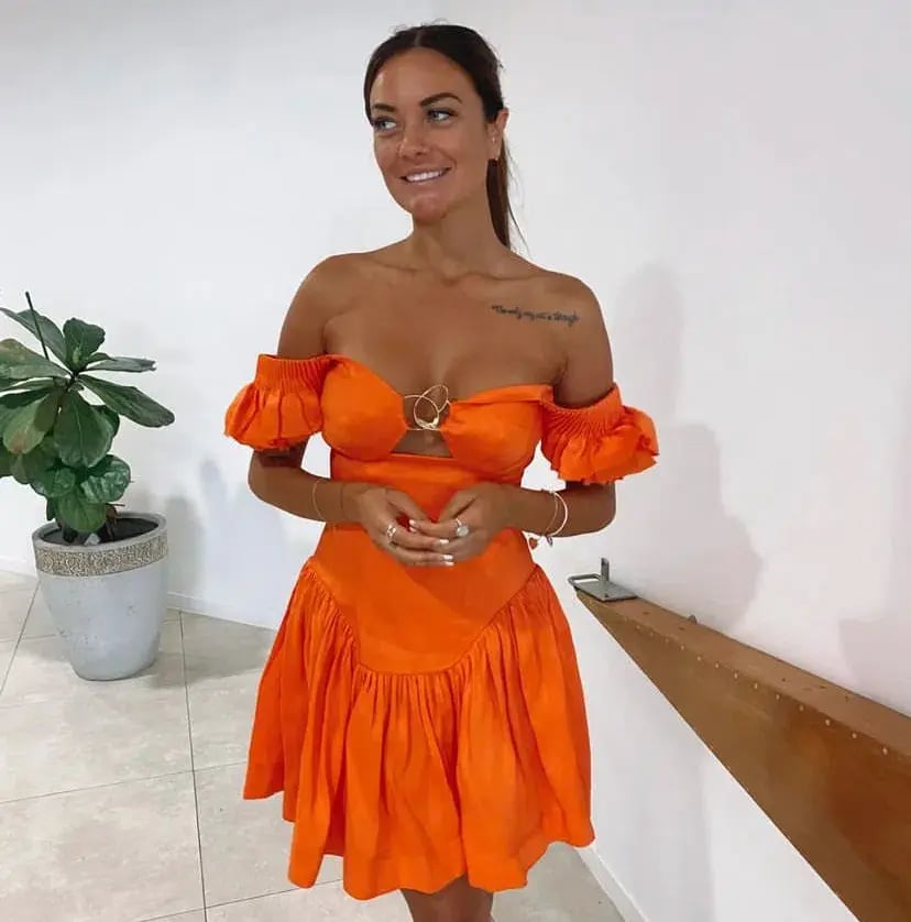 Aje Simone Frill Sleeve Mini Dress Orange Size 6 photo 6