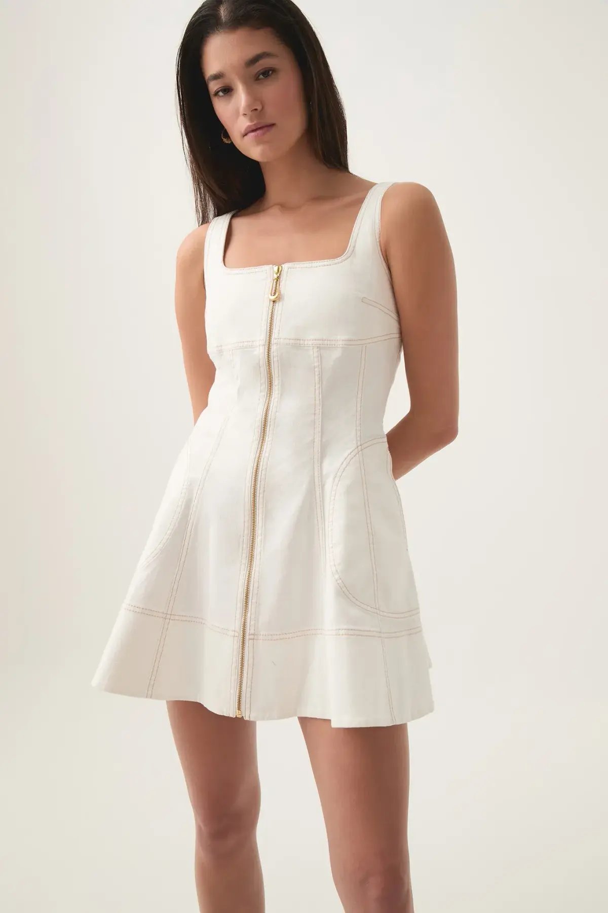 Aje Emilie Denim Mini Dress White Size AU Size AU 8 photo 2