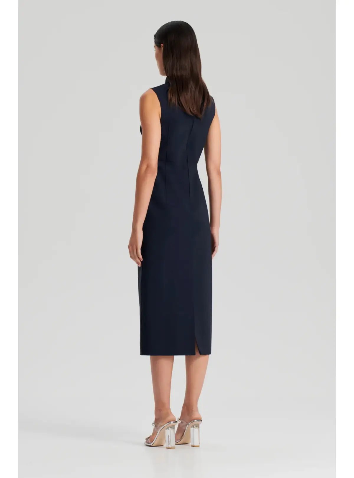 Scanlan Theodore Scuba Pencil Dress Navy Size AU 6 photo 3