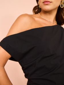 Issy One Shoulder Midi Dress In Black photo 3