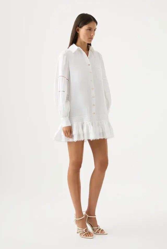 Aje Lotus Shirt Dress White Size 16 photo 3