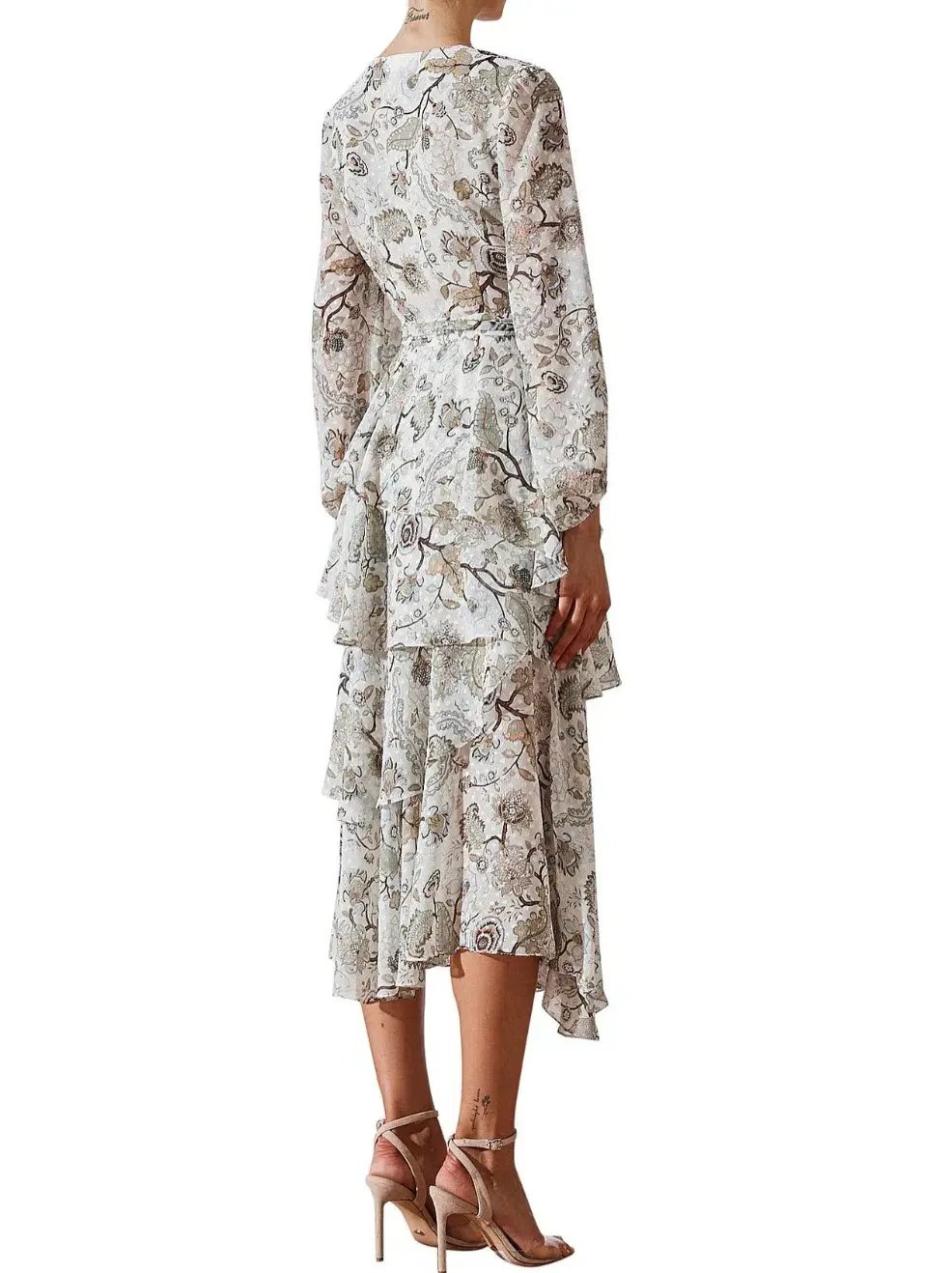Shona Joy Quinn Tiered Midi Dress Floral Size 10 photo 3