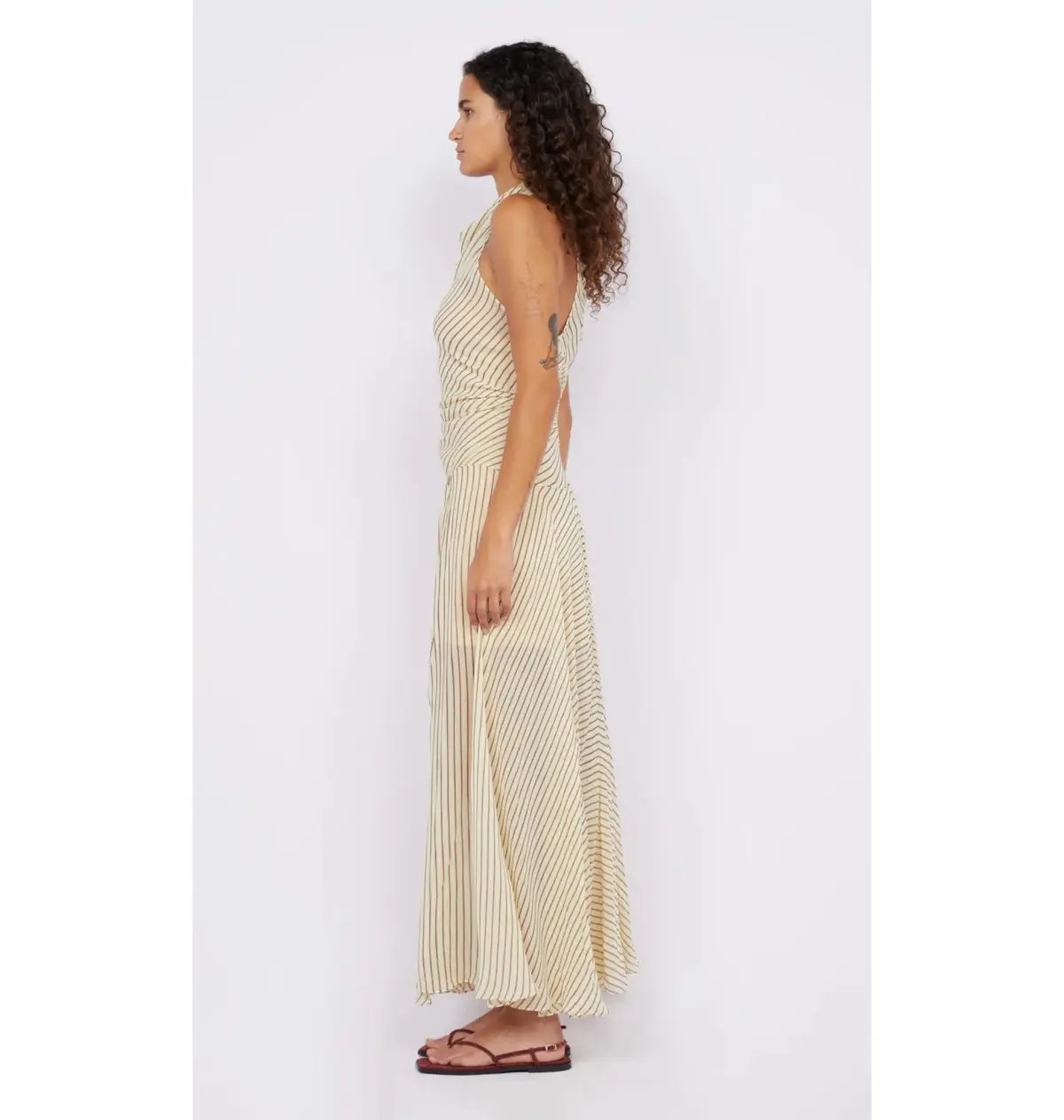 Bec & Bridge Anise High Neck Dress in Butter/Plum Stripe Size AU 8 photo 2