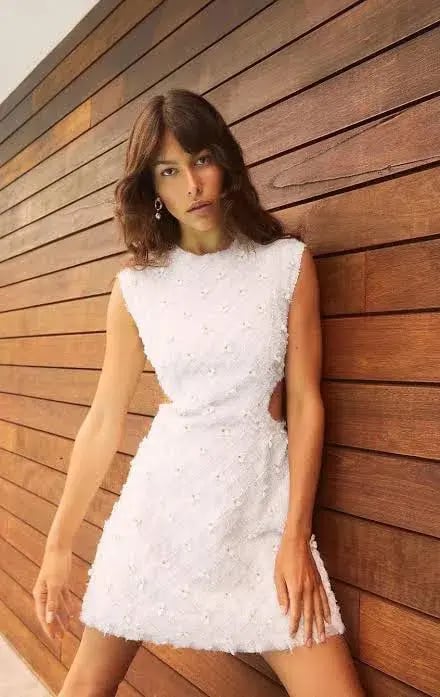 Aje Mirage Organza Cut Out Mini Dress Ivory Size 8 / S photo 6