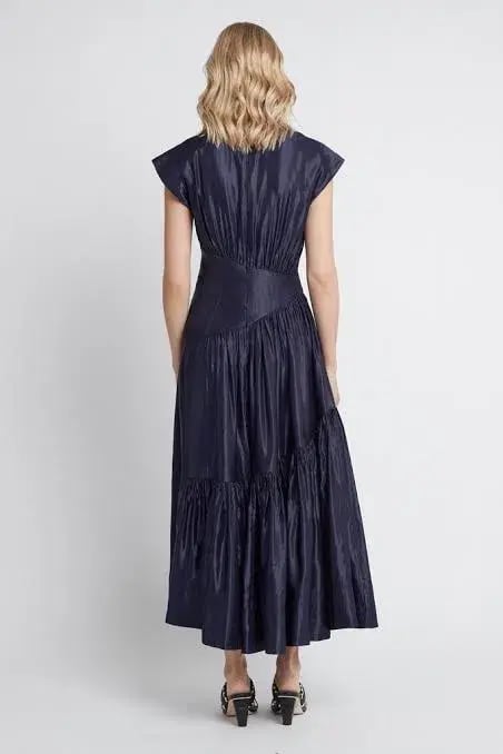 Aje Serendipity Reflection Midi Dress Washed Indigo Size 12 photo 3