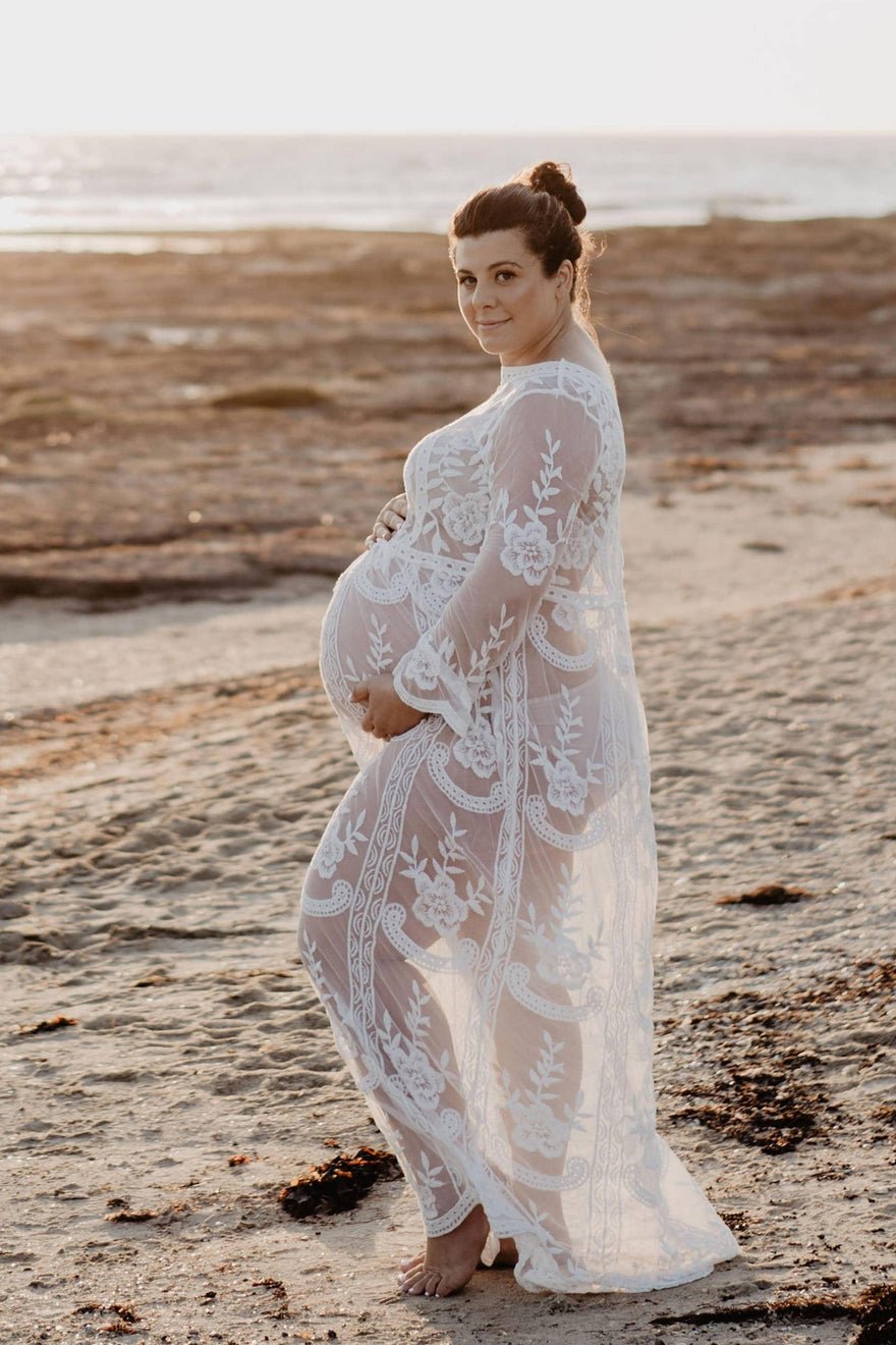 Mama Rentals Fleur Ivory Lace Maxi Dress photo 3