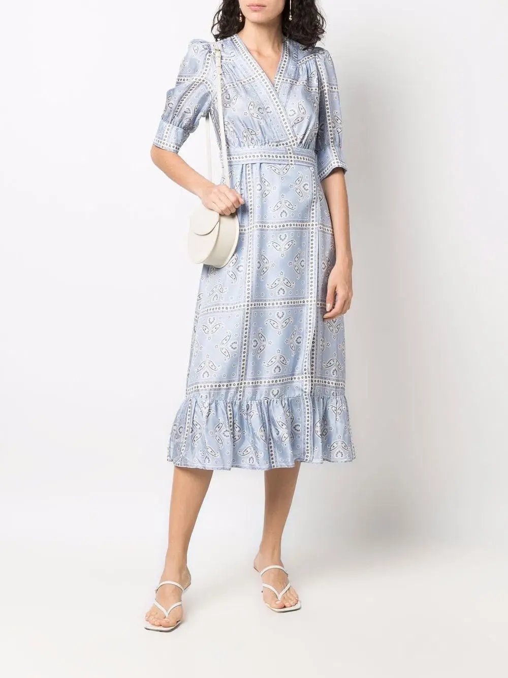 Sandro Enrika Midi Dress Sky Blue Size 6 photo 2