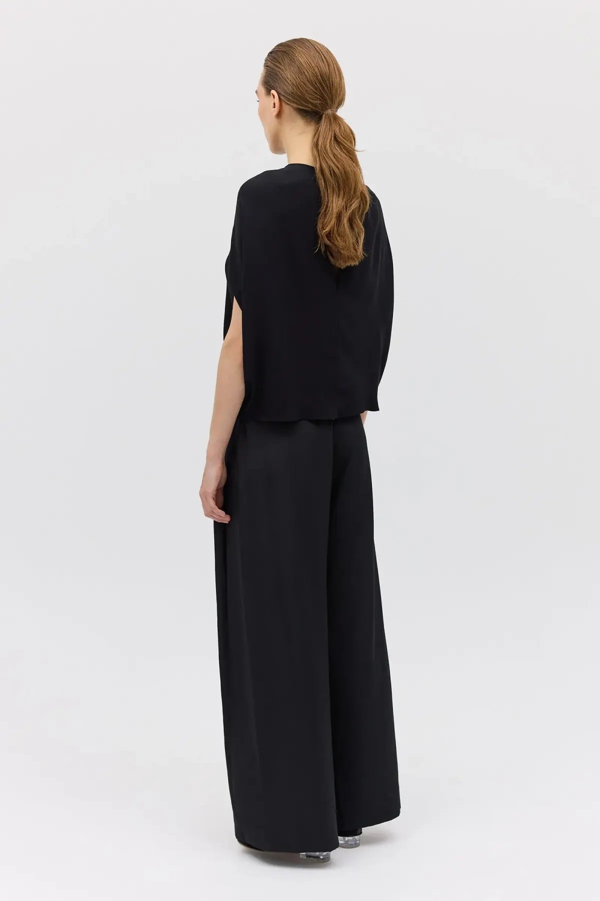 Bianca Spender Crepe Crawford Top Black Size 8/S photo 6